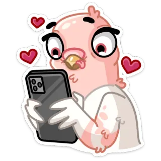 ❤️ burung, merpati, cinta, hati, telepon, stiker telegram sticker