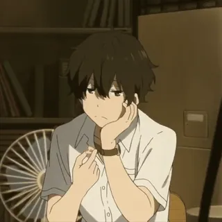 🪶 Anime, Chico, Personaje, Sentado, Pensativo telegram sticker
