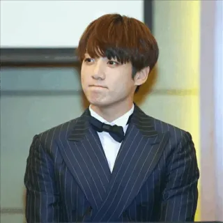 😐 Jungkook K-pop, chanteur, célébrité, homme, costume, mode telegram sticker