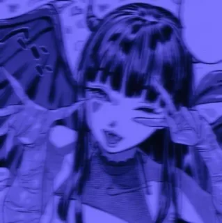 💓 动漫女孩, 和平标志, 漫画, 恶魔, 角, 数字艺术 telegram sticker