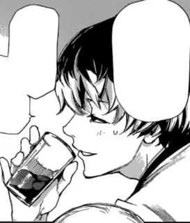 ☕ Anime, Manga, Bere, Ritratto, Bianco e nero, Bevanda telegram sticker