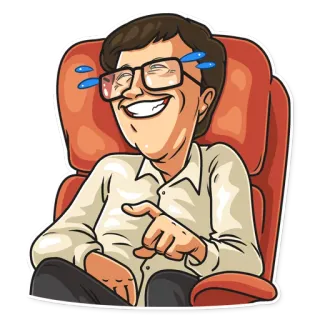 😂 rire, joie, mème, personne, assis, chaise, joyeux telegram sticker