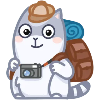 📷 gato, viagem, câmera, aventura, mochila telegram sticker