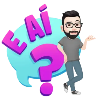 ✳️ E AÍ? Frage, Cartoon, Avatar, Gruß, Mann telegram sticker