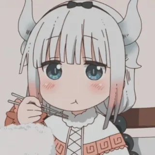 🍬 Kanna Kamui Miss Kobayashi's Dragon Maid 애니메이션, 드래곤, 칸나, 귀여운, 카와이, 먹방 whatsapp sticker