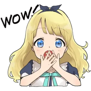 🤩 WOW! девушка, аниме, милая, блондинка, вау, удивлена, взволнована telegram sticker