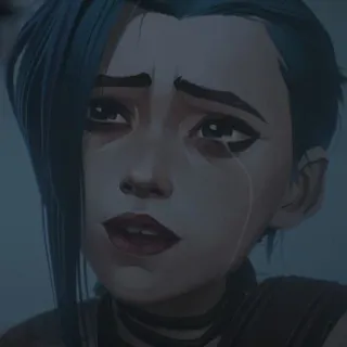 🕳 Jinx Arcane triste, piangere, emozionale, animato, league of legends, arcane telegram sticker