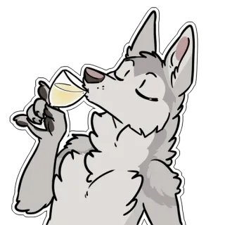 🍷 dier, wolf, drinken, wijn, furry telegram sticker