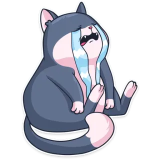 😭 猫, 哭泣, 悲伤, 卡通, 动物, 眼泪 telegram sticker