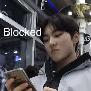 😤 Blocked bloqué, téléphone, personne, contrarié, mème whatsapp sticker