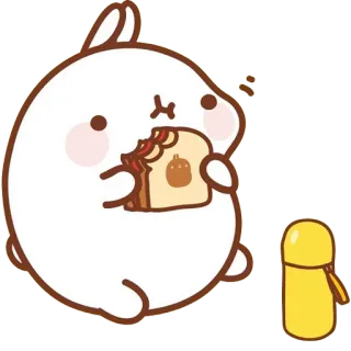 🍞 kawaii, cute, molang, rabbit, sandwich, food telegram sticker