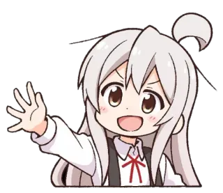 😃 Anime, Imut, Gadis, Melambai, Ramah telegram sticker