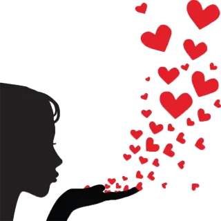 😍 любовь, сердца, женщина, силуэт, поцелуй, день святого валентина telegram sticker
