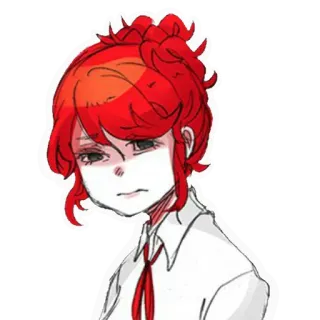 😞 chica, pelo rojo, anime, manga, retrato, personaje telegram sticker