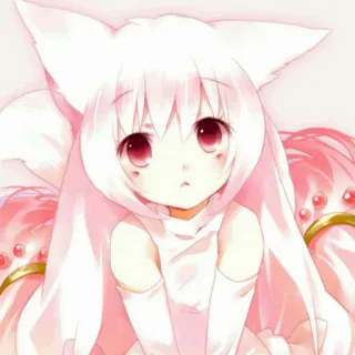 🌸 アニメ, かわいい, 可愛い, 狐娘, 耳, ピンク, マンガ telegram sticker