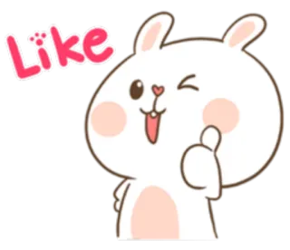 👍 Like Hase, Kaninchen, Like, Daumen hoch, Zustimmung, Süß, Cartoon, Tier telegram sticker