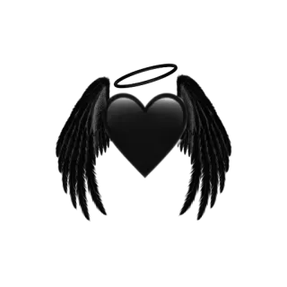 🖤 сердце, крылья, черный, темный, любовь, символ telegram sticker