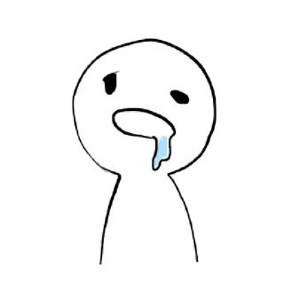 〰 triste, pleurer, déprimé, dessin animé, émotion, blanc telegram sticker