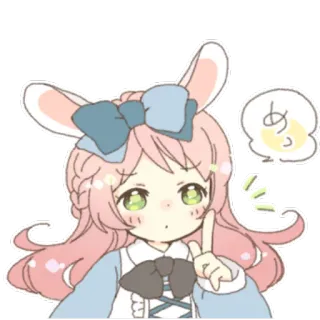 😕 めっ аниме, заячьи ушки, мило, девушка, каваи, стикер telegram sticker