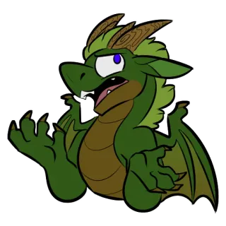 🤔 Drache, Cartoon, Fantasy, Monster, Tier, Kreatur, Grün telegram sticker