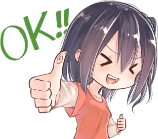 👍 OK!! аниме, мило, девушка, большой палец вверх, ок, позитив telegram sticker