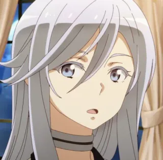 😶 Anime, Charakter, Weiblich, Graue Haare, Porträt whatsapp sticker