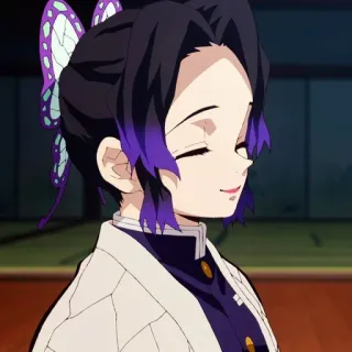 😊 Shinobu Kocho Demon Slayer 애니메이션, 귀멸의 칼날, 코쵸우 시노부, 나비, 애니 девушкА telegram sticker