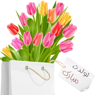 🌹 تولدت مبارک flowers, tulips, bouquet, gift, birthday, celebration telegram sticker