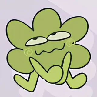 🥴 dibujos animados, dedo corazón, ofensivo, gesto, verde, hoja, personaje telegram sticker
