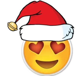 😍 Emoji, Natal, Olhos de coração, Amor, Gorro de Papai Noel, Feriado, Celebração telegram sticker