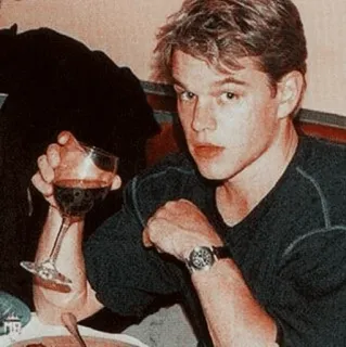 ☣ Matt Damon Matt Damon, actor, wine, celebrity telegram sticker