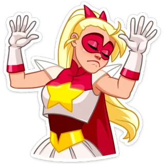 😬 super-herói, personagem, loira, estrela, desenho animado, mulher telegram sticker