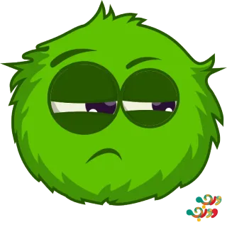 😒 verde, monstruo, dibujos animados, esponjoso, mono, personaje whatsapp sticker