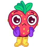 😨 Erdbeere, Cartoon, Frucht, geschockt, verängstigt, Animation whatsapp sticker