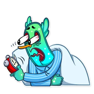 ⏰ сонный, будильник, уставший, мультик, монстр, открытые глаза whatsapp sticker