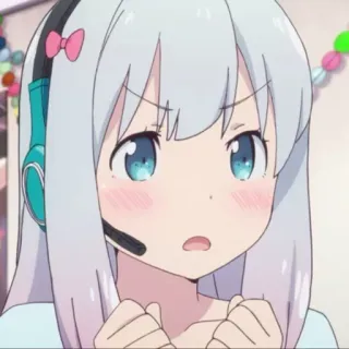 😲 アニメ, 女の子, かわいい, ヘッドセット, 漫画, キャラクター telegram sticker