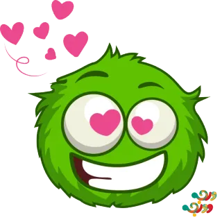 😍 Emoji, Amor, Corazón, Monstruo, Verde, Dibujos animados whatsapp sticker