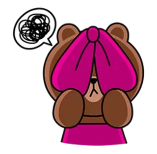 🙈 Brown orso, cartone animato, preoccupato, confuso, Line Friends telegram sticker