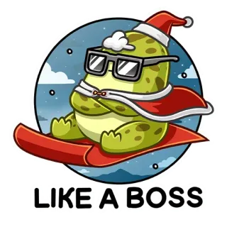 😎 LIKE A BOSS босс, солнцезащитные очки, рождество, шапка Санты, мультфильм, смешной whatsapp sticker