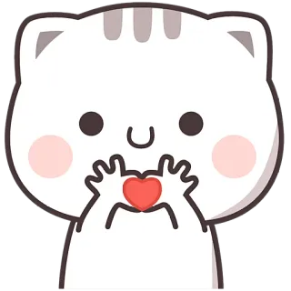 🫶 mèo, yêu, trái tim, dễ thương, kawaii, nhãn dán, hoạt hình telegram sticker