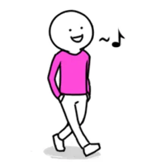 🎼 walking, stick figure, music, happy, cartoon whatsapp sticker