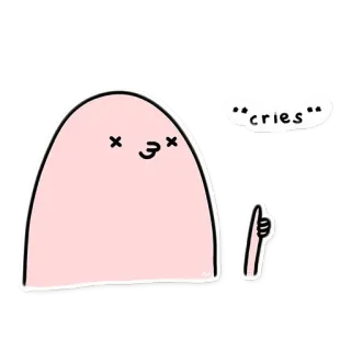 😢 cries imut, menangis, sedih, kartun, blob, emosional, jempol ke atas telegram sticker