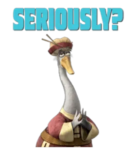 🙄 Mr. Ping Kung Fu Panda SERIOUSLY? animated, movie, goose, mr. ping, confused, seriously telegram sticker