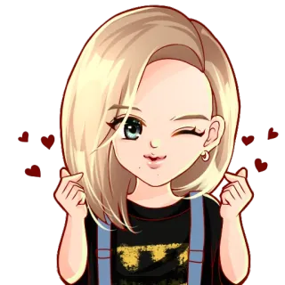 😘 cartoon, cute, wink, hearts, digital art, blonde hair, anime whatsapp sticker