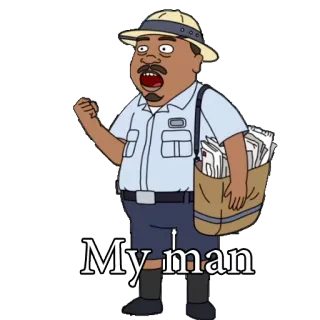 💪 My man мультфильм, почтальон, персонаж, приветствие telegram sticker