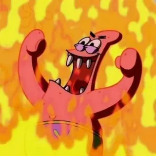 😈 Patrick Star Spongebob Squarepants Patrick Star, Spongebob Squarepants, cartoon, angry, fire telegram sticker