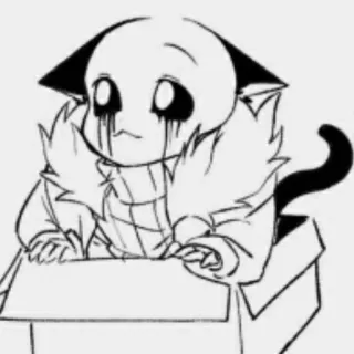 ☁️ chat, boîte, chaton, mignon, dessin animé, squelette telegram sticker