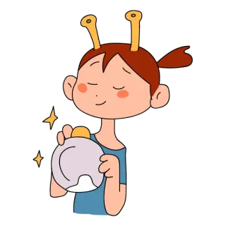 💠 dessin animé, fille, alien, paillettes, mignon, illustration whatsapp sticker