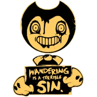 👣 Bendy Bendy and the Ink Machine WANDERING IS A TERRIBLE SIN. Terror, Desenho animado, Assustador, Monstro, Retro, Tinta telegram sticker