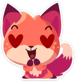 😍 volpe, animale, amore, cuore, carino, emoji, cartone animato, adesivo telegram sticker